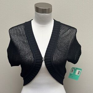Caslon Black Open Knit Shrug Cardigan Sweater Size Small NWT